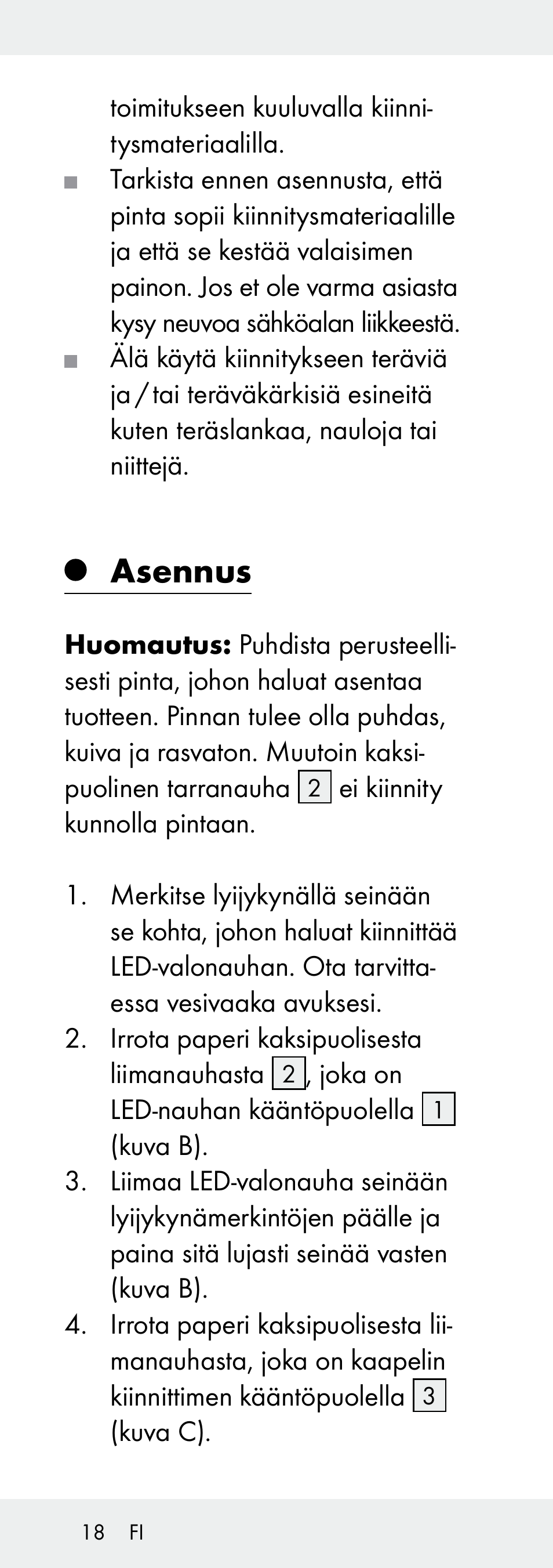 Asennus | Livarno Z31392A-BS User Manual | Page 18 / 70