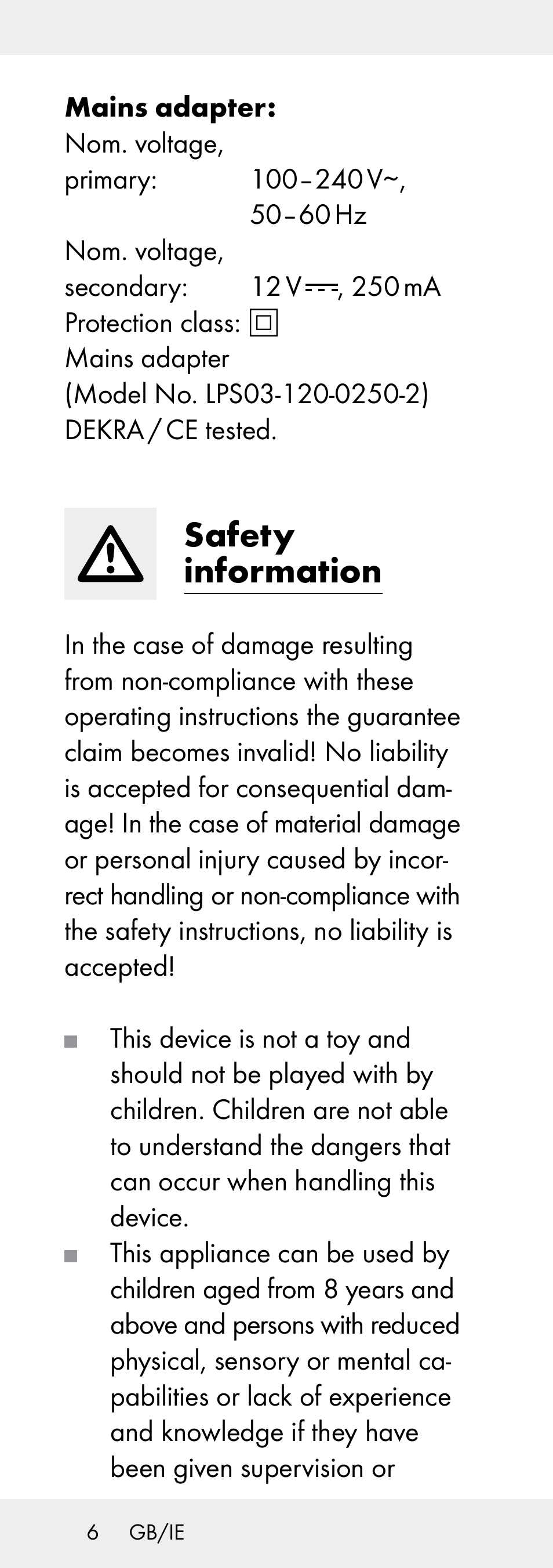 Safety information | Livarno Z31392A-BS User Manual | Page 6 / 70