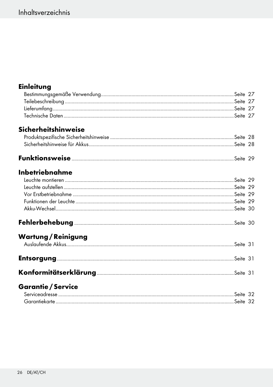 Einleitung inhaltsverzeichnis | Livarno 54322 User Manual | Page 26 / 33