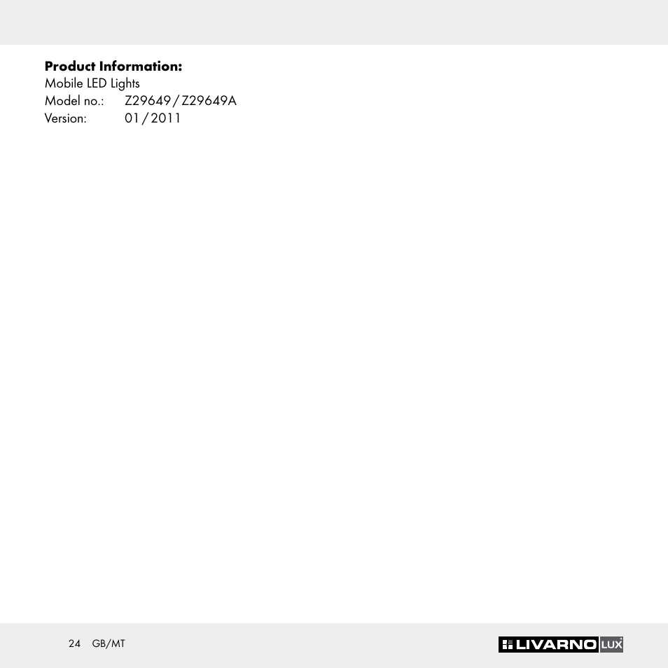 Livarno Z29649 Z29649A User Manual | Page 24 / 25
