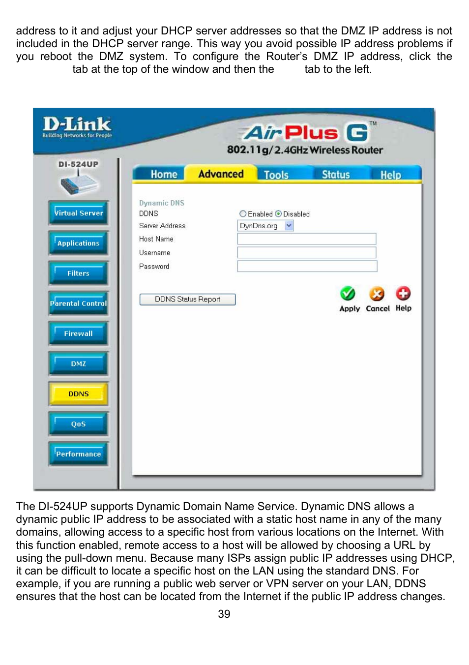 Advanced > ddns | D-Link DI-524UP User Manual | Page 43 / 92