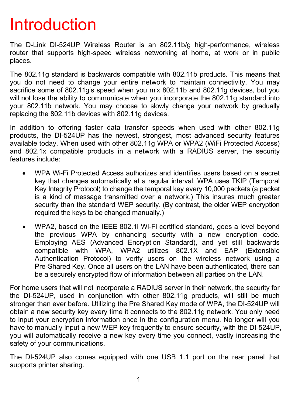 Introduction | D-Link DI-524UP User Manual | Page 5 / 92