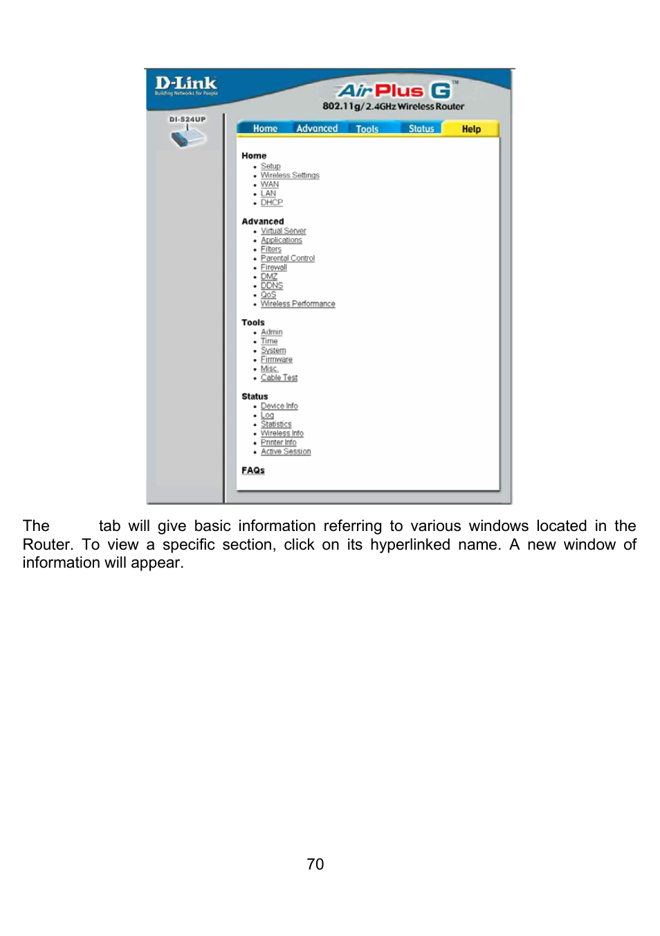 Help | D-Link DI-524UP User Manual | Page 74 / 92