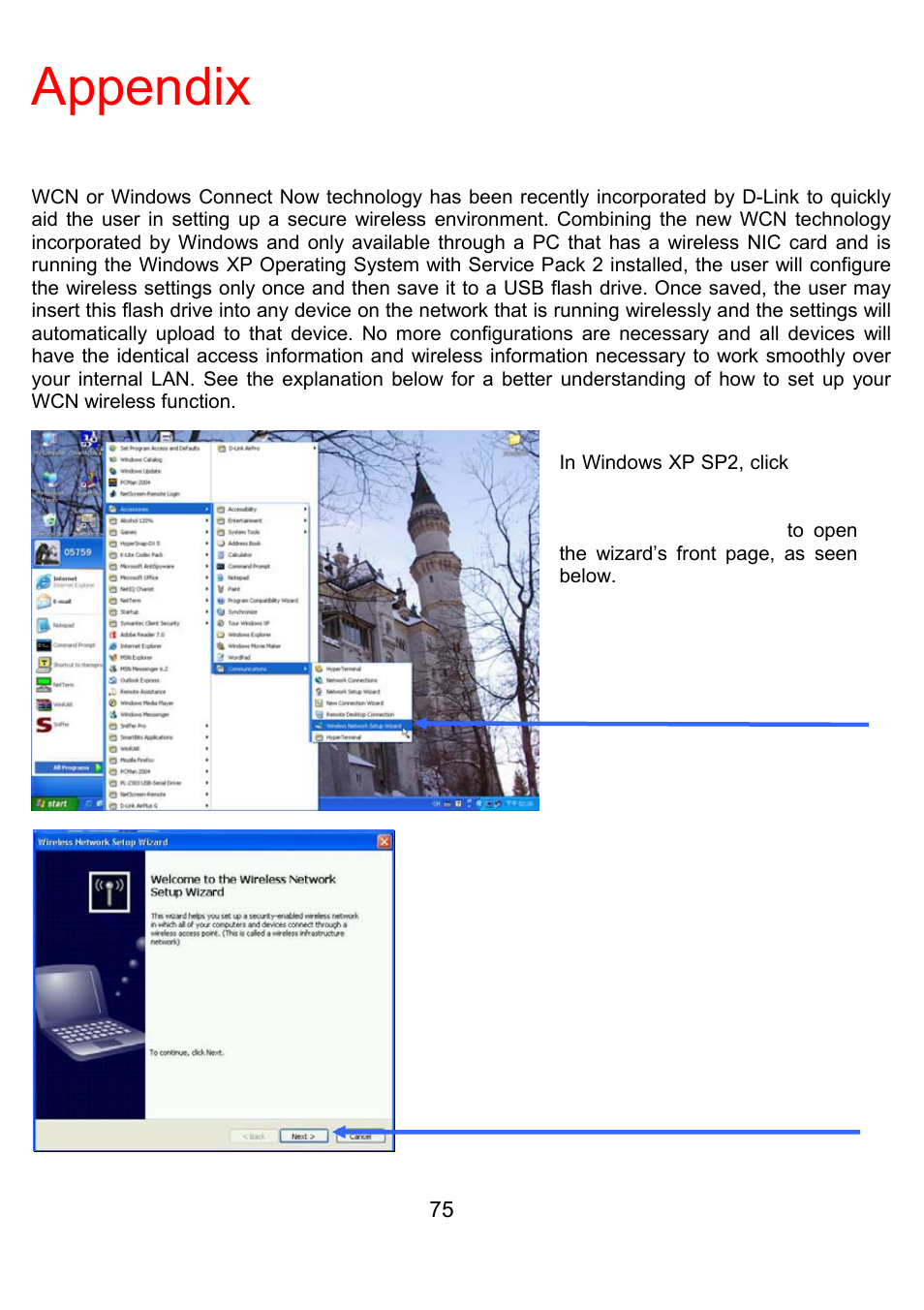 Appendix, Wcn and the wireless setup wizard | D-Link DI-524UP User Manual | Page 79 / 92