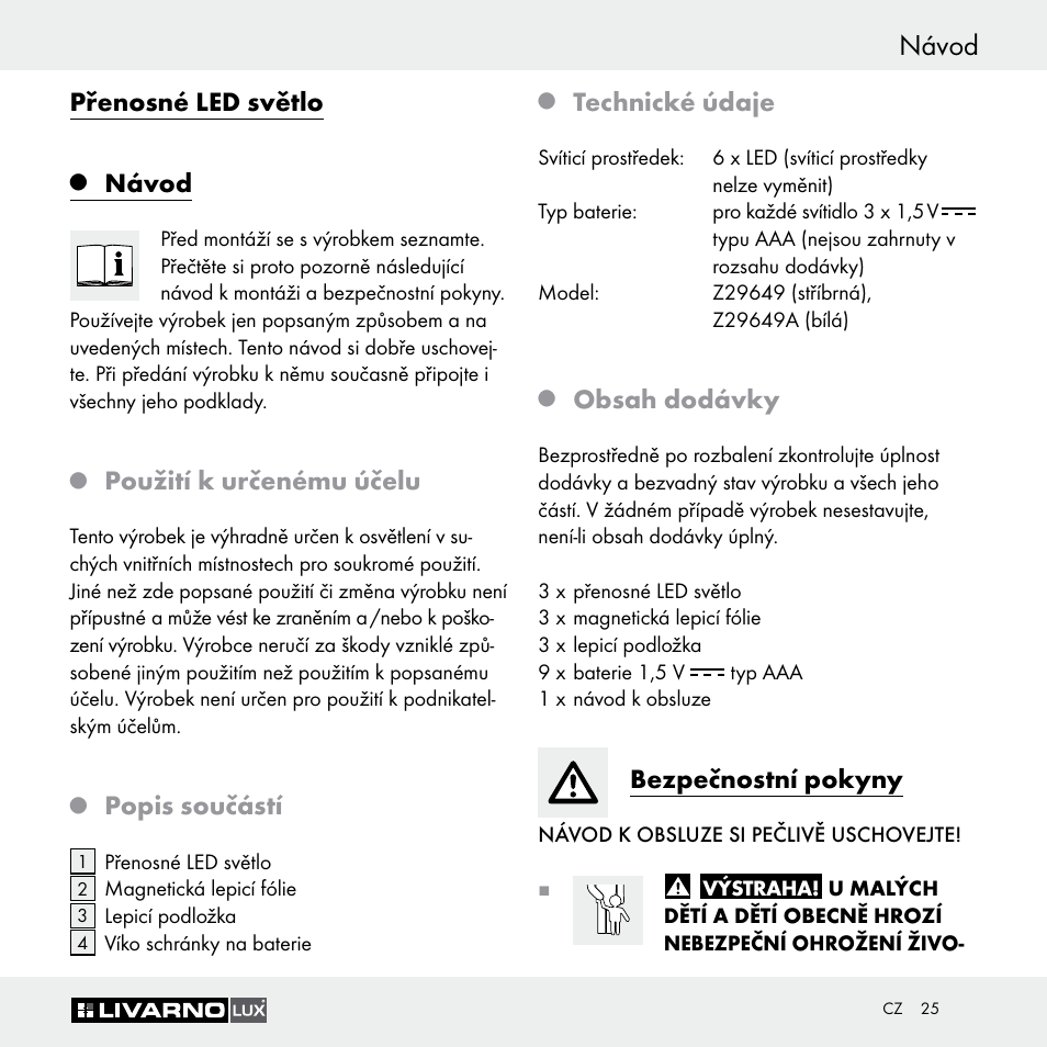 Livarno Z29649 Z29649A User Manual | Page 25 / 35