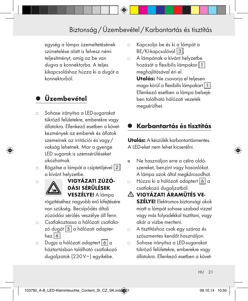 Üzembevétel, Karbantartás és tisztítás | Livarno 103792-14-01-BS/103792-14-02-BS User Manual | Page 21 / 50