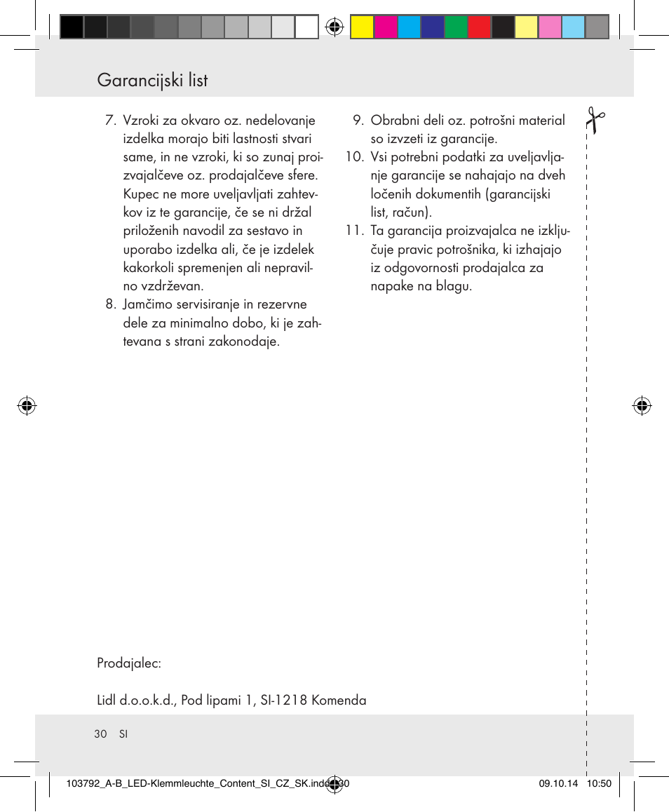 Garancijski list | Livarno 103792-14-01-BS/103792-14-02-BS User Manual | Page 30 / 50