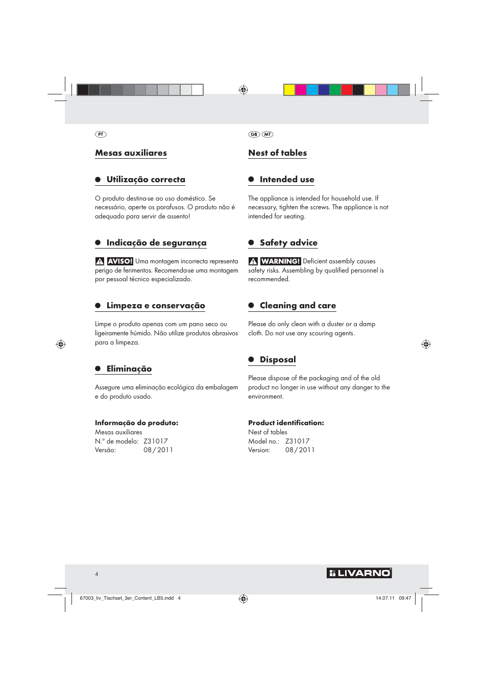 Livarno Z31017 User Manual | Page 2 / 10