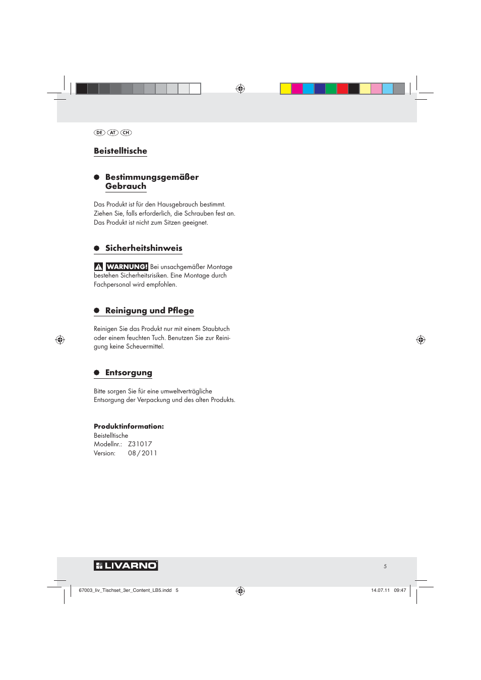 Livarno Z31017 User Manual | Page 3 / 10