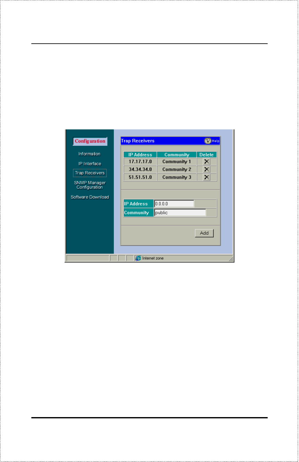 Trap receivers, Snmp manager configuration | D-Link DFE-2600 User Manual | Page 88 / 147