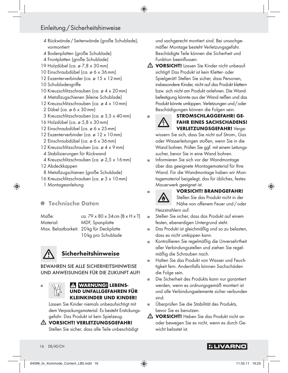 Einleitung / sicherheitshinweise, Technische daten, Sicherheitshinweise | Livarno Z30845 User Manual | Page 14 / 24