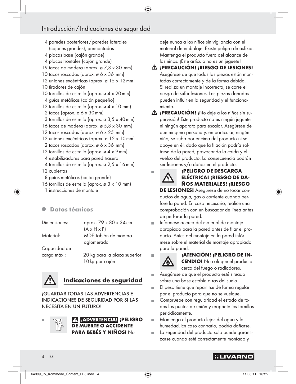 Introducción / indicaciones de seguridad, Datos técnicos, Indicaciones de seguridad | Livarno Z30845 User Manual | Page 2 / 24