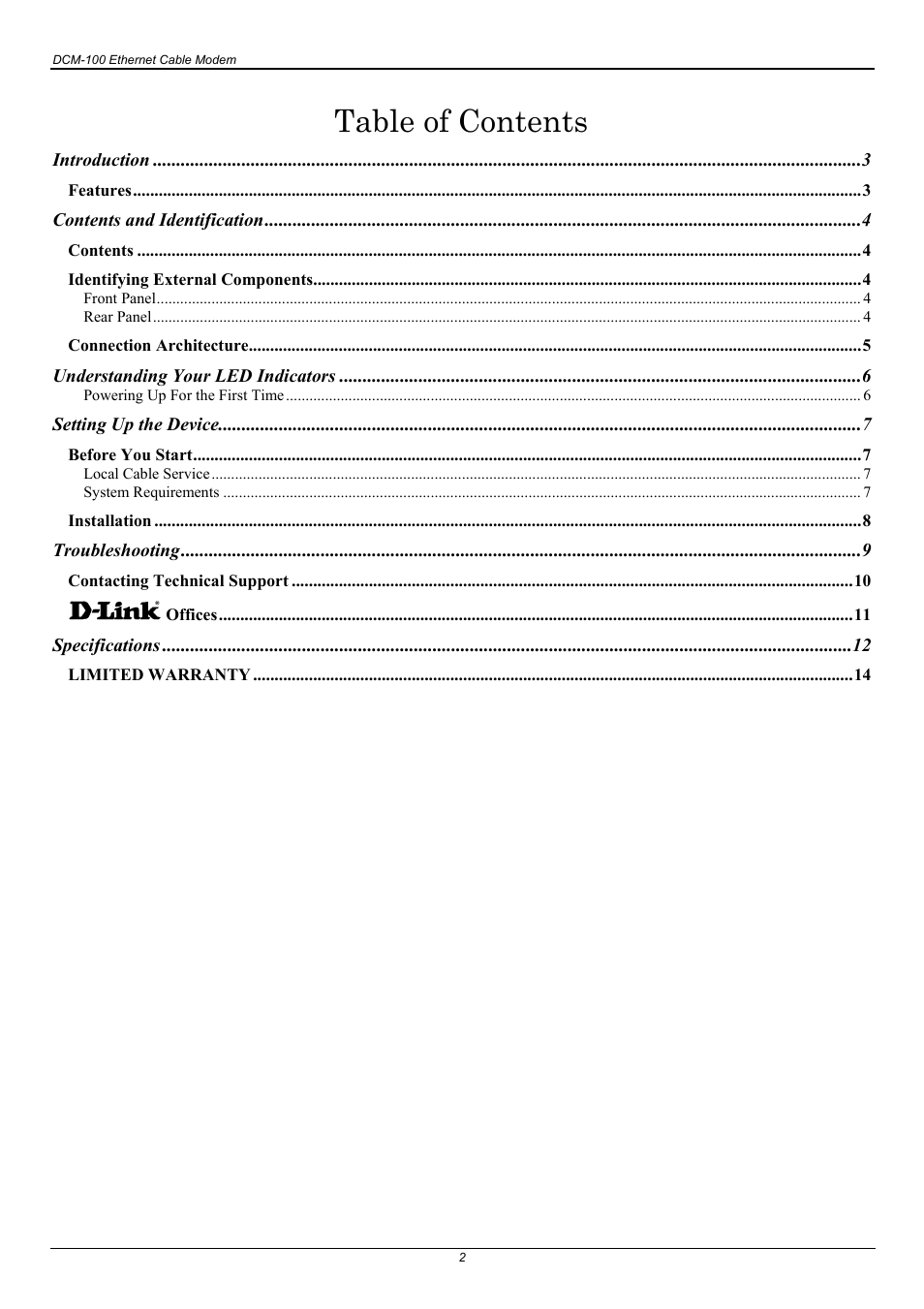 D-Link DCM-100 User Manual | Page 2 / 18