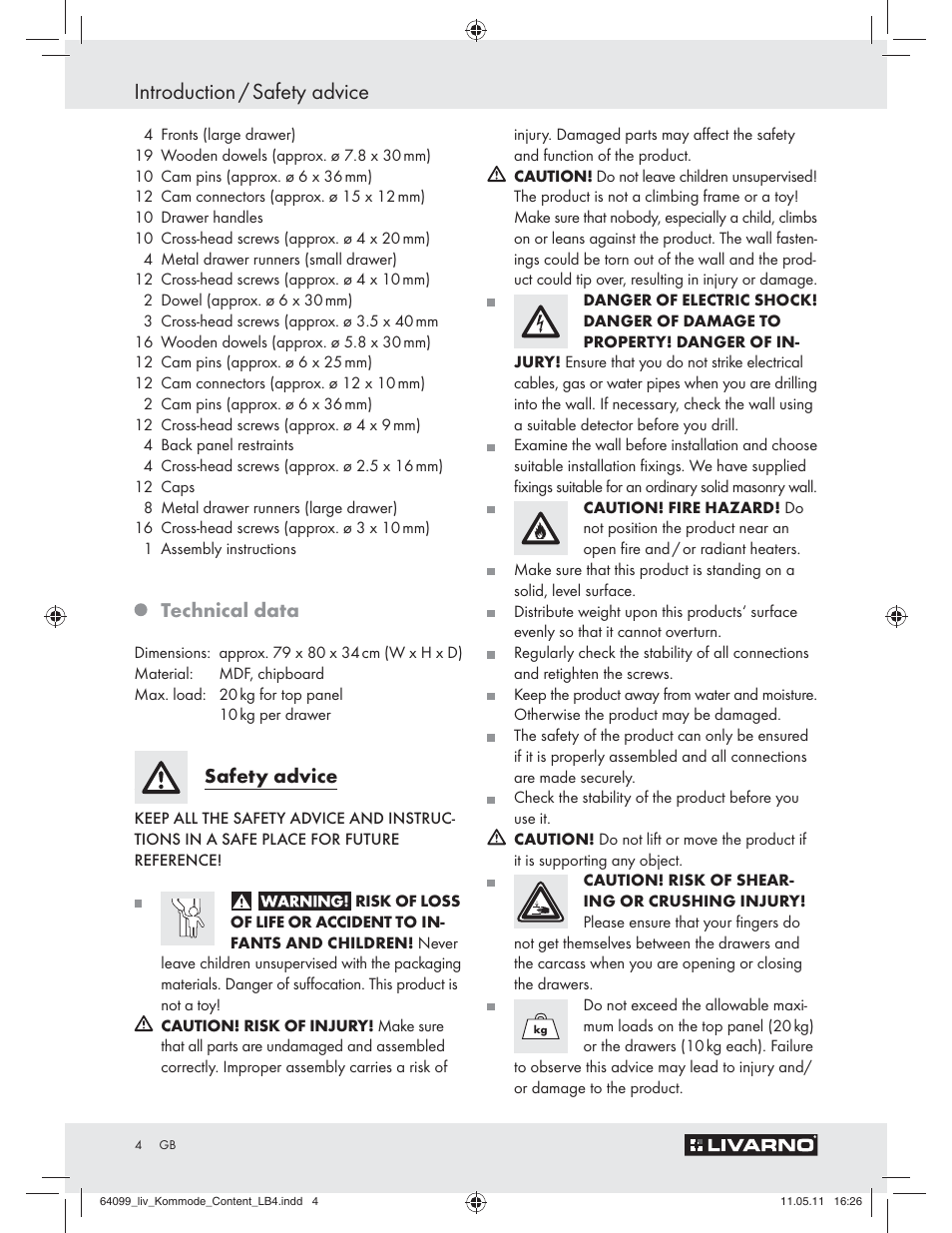 Introduction / safety advice, Technical data, Safety advice | Livarno Z30845 User Manual | Page 2 / 30