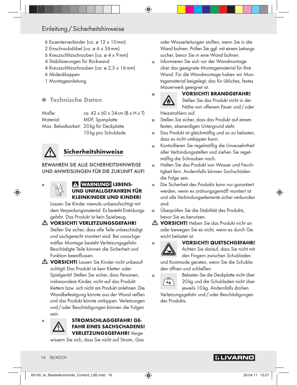 Einleitung / sicherheitshinweise, Technische daten, Sicherheitshinweise | Livarno Z30846 User Manual | Page 14 / 21
