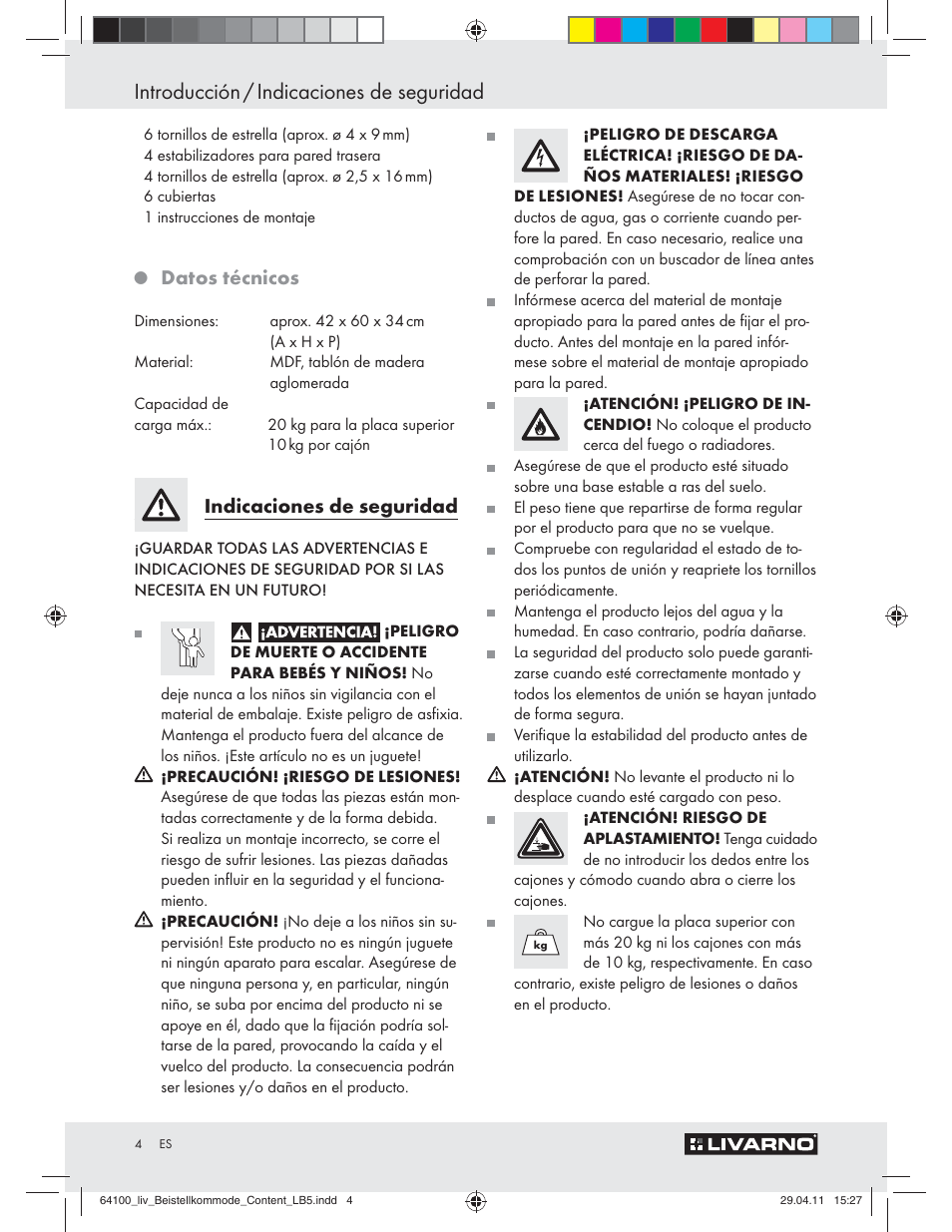 Introducción / indicaciones de seguridad, Datos técnicos, Indicaciones de seguridad | Livarno Z30846 User Manual | Page 2 / 21