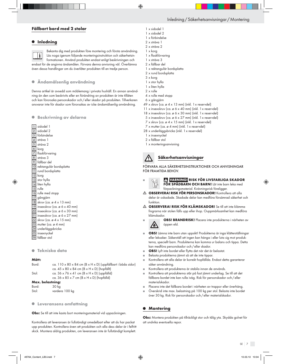 Inledning / säkerhetsanvisningar / montering | Livarno Z17520 User Manual | Page 5 / 16