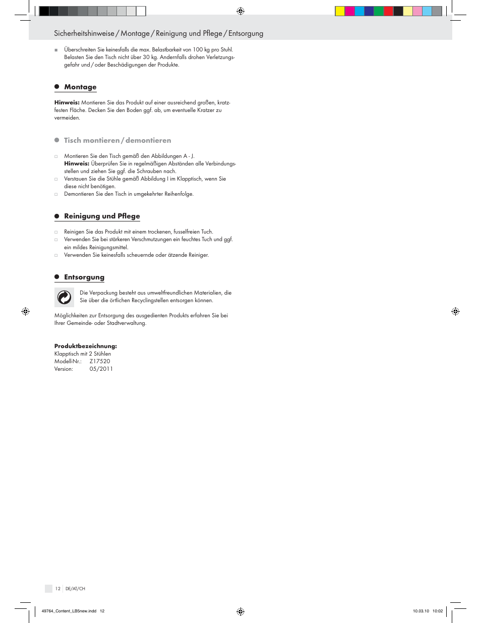 Livarno Z17520 User Manual | Page 10 / 16