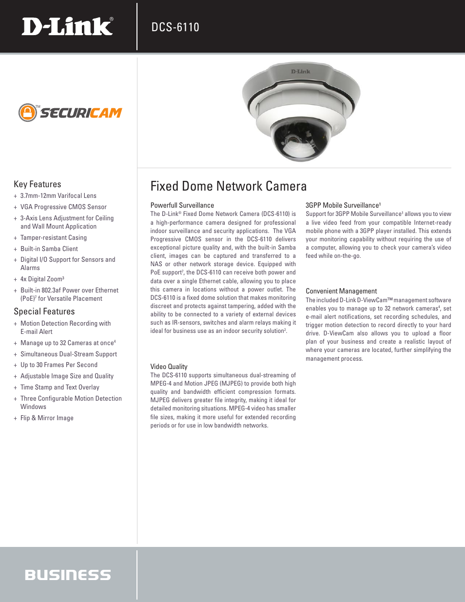 D-Link DCS-6110 User Manual | 3 pages
