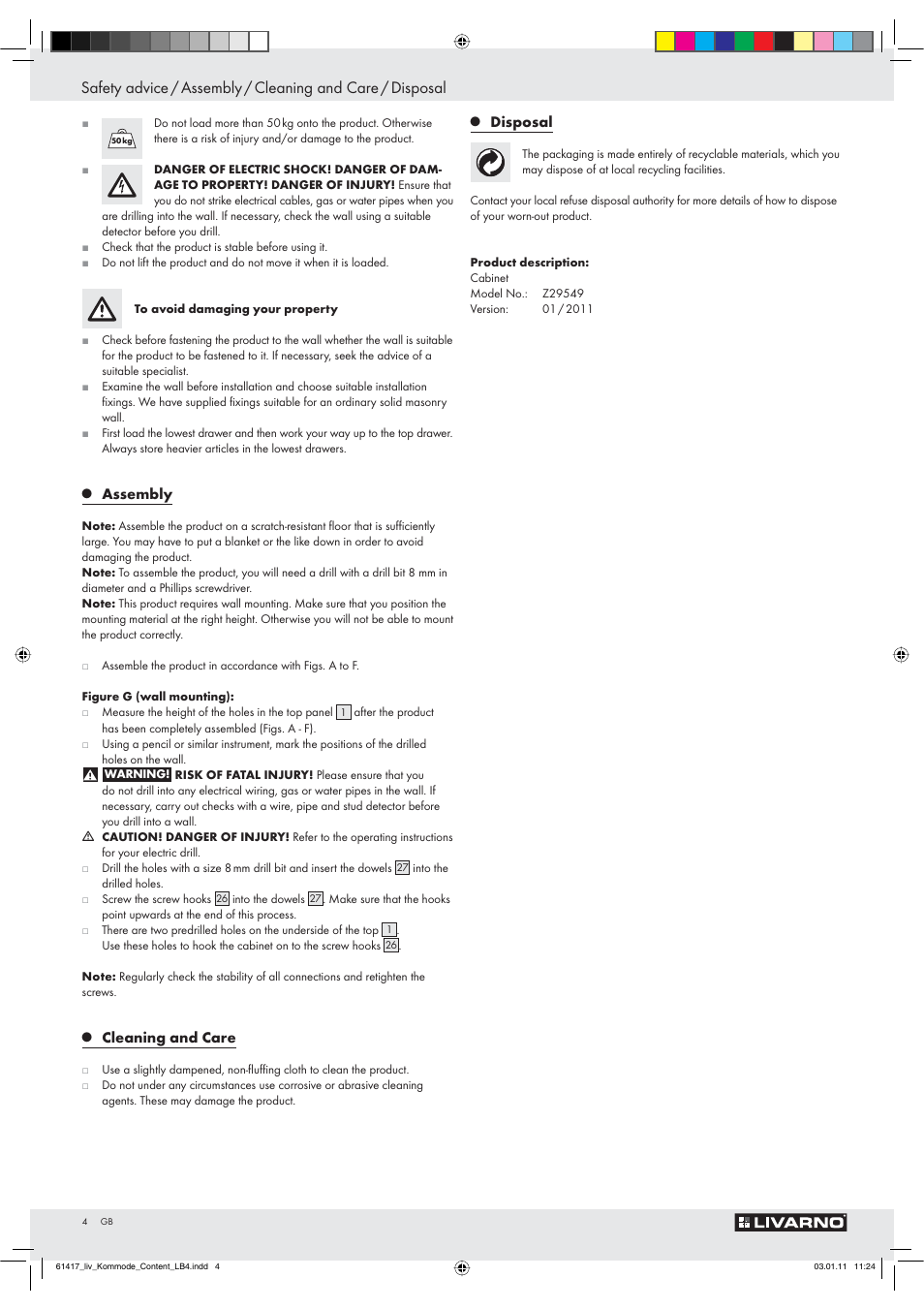 Livarno Z29549 User Manual | Page 2 / 20