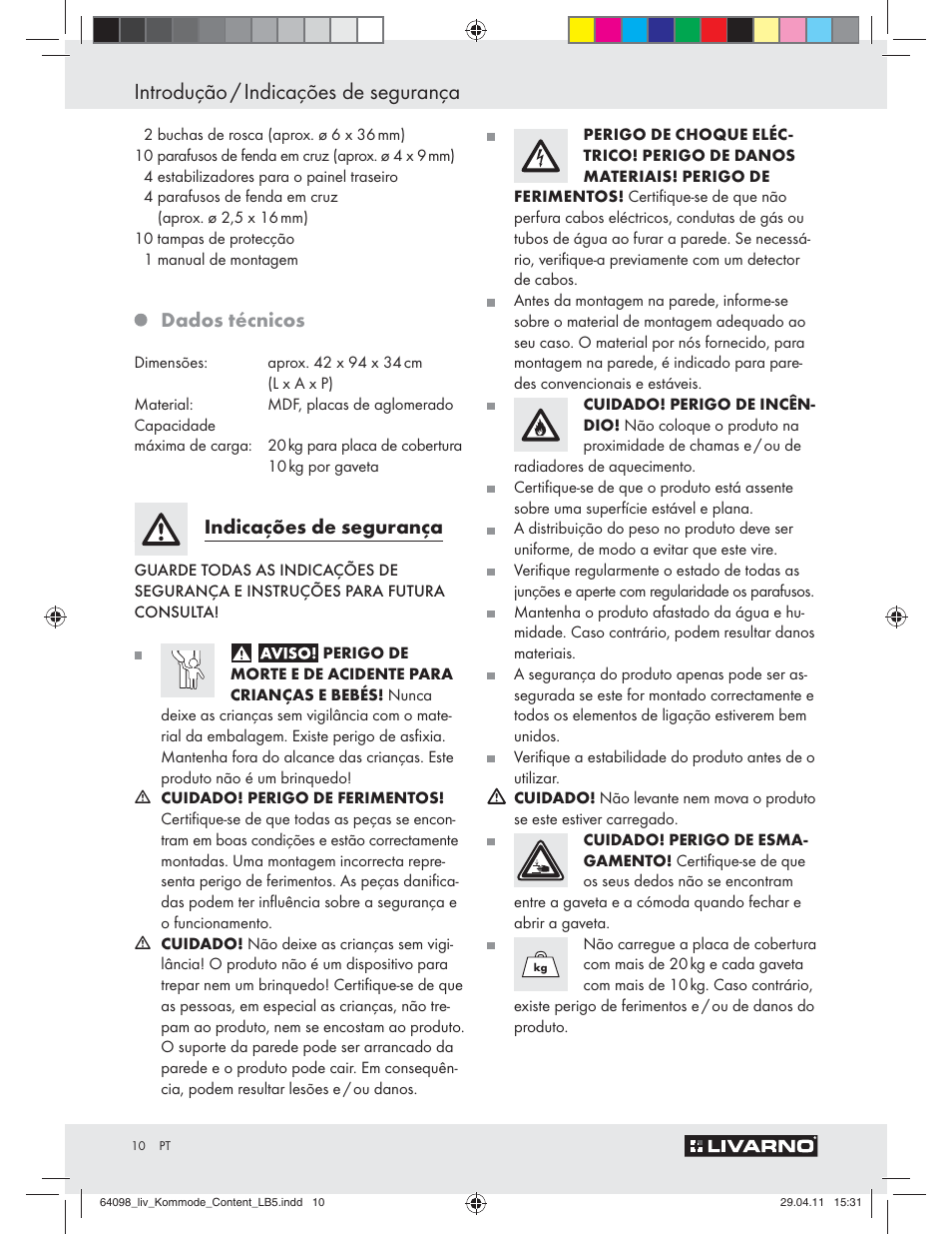 Introdução / indicações de segurança, Dados técnicos, Indicações de segurança | Livarno Z30844 User Manual | Page 8 / 22