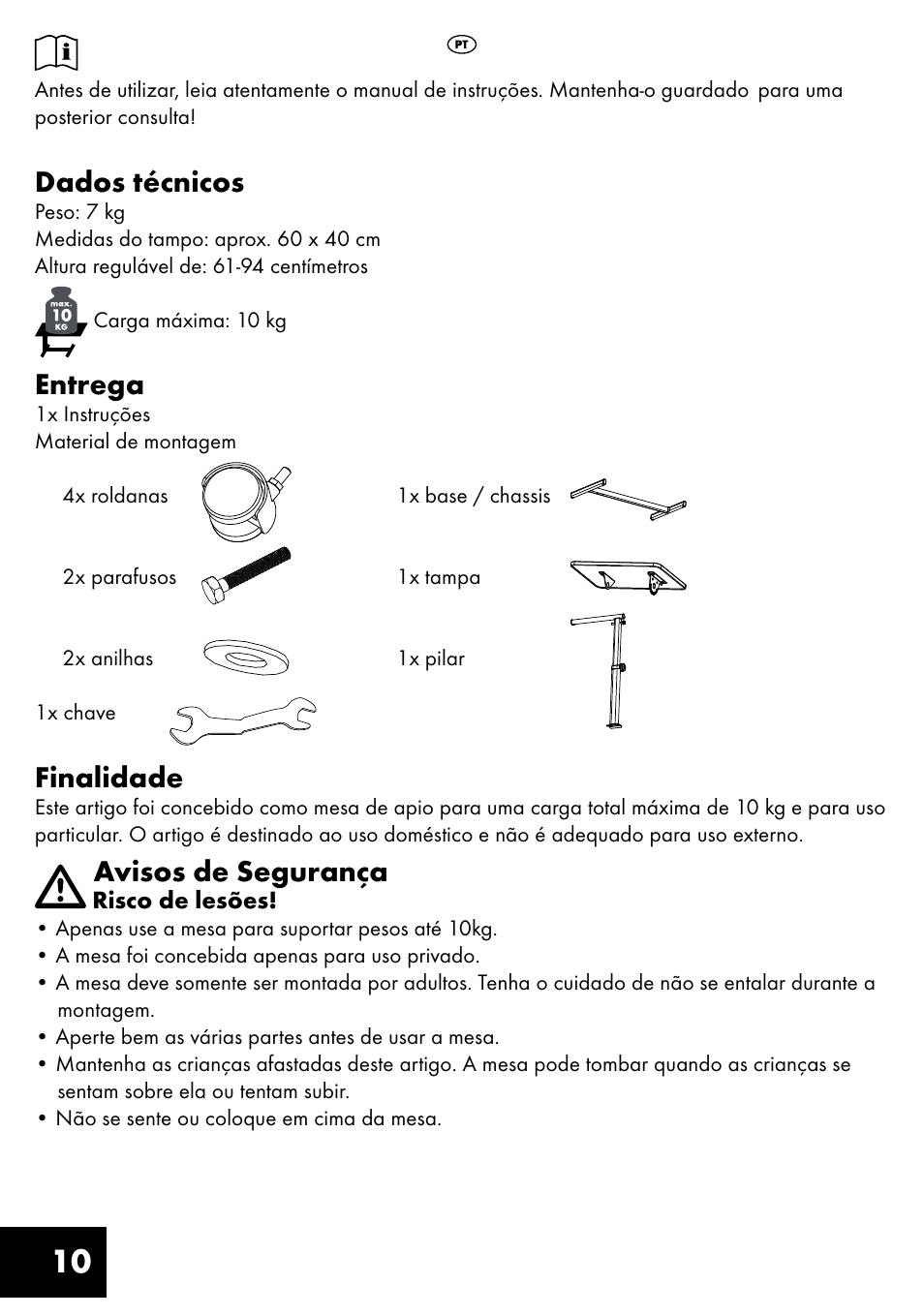 Dados técnicos, Entrega, Finalidade | Avisos de segurança | Livarno KT-1410 User Manual | Page 10 / 20