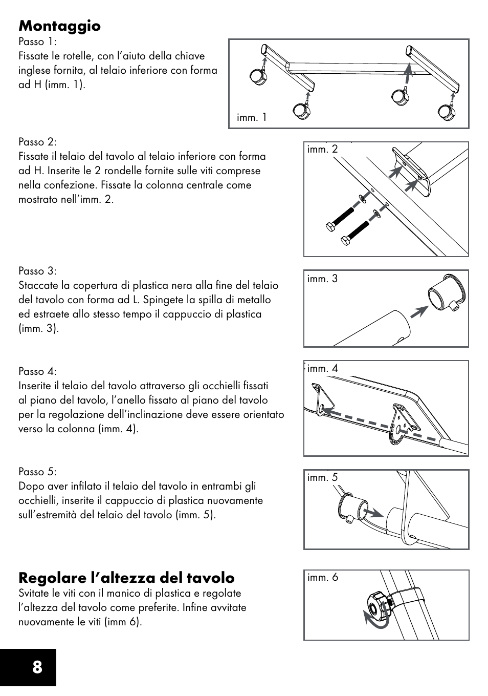 8montaggio, Regolare l’altezza del tavolo | Livarno KT-1410 User Manual | Page 8 / 20