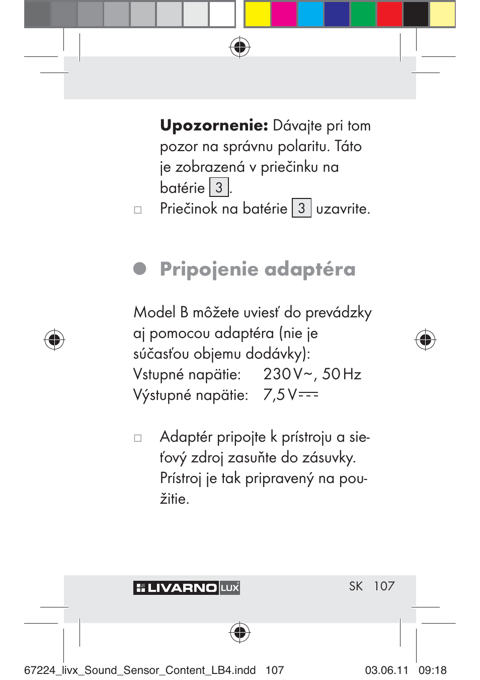 Pripojenie adaptéra | Livarno Z30425 A User Manual | Page 105 / 129
