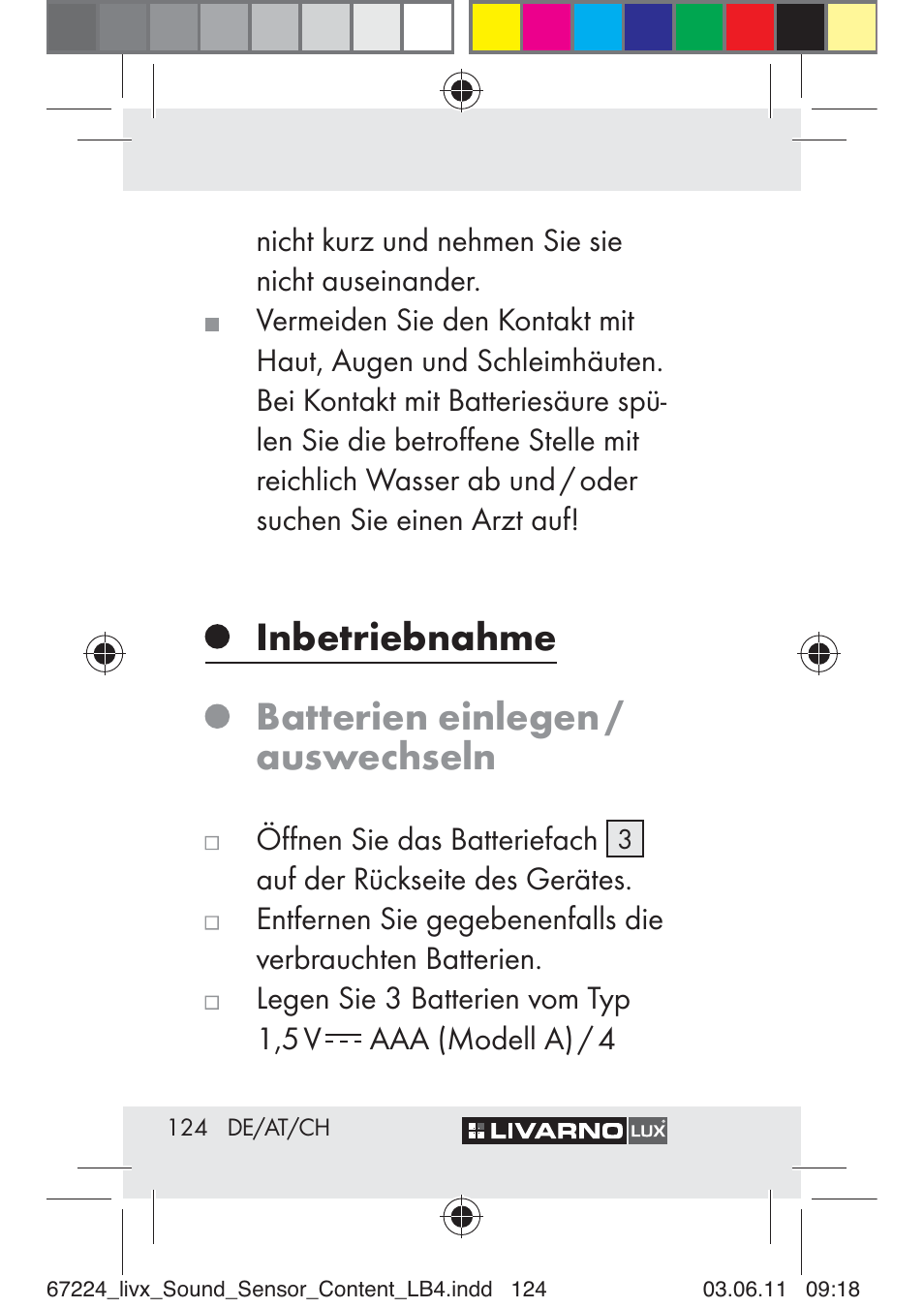 Inbetriebnahme batterien einlegen / auswechseln | Livarno Z30425 A User Manual | Page 122 / 129