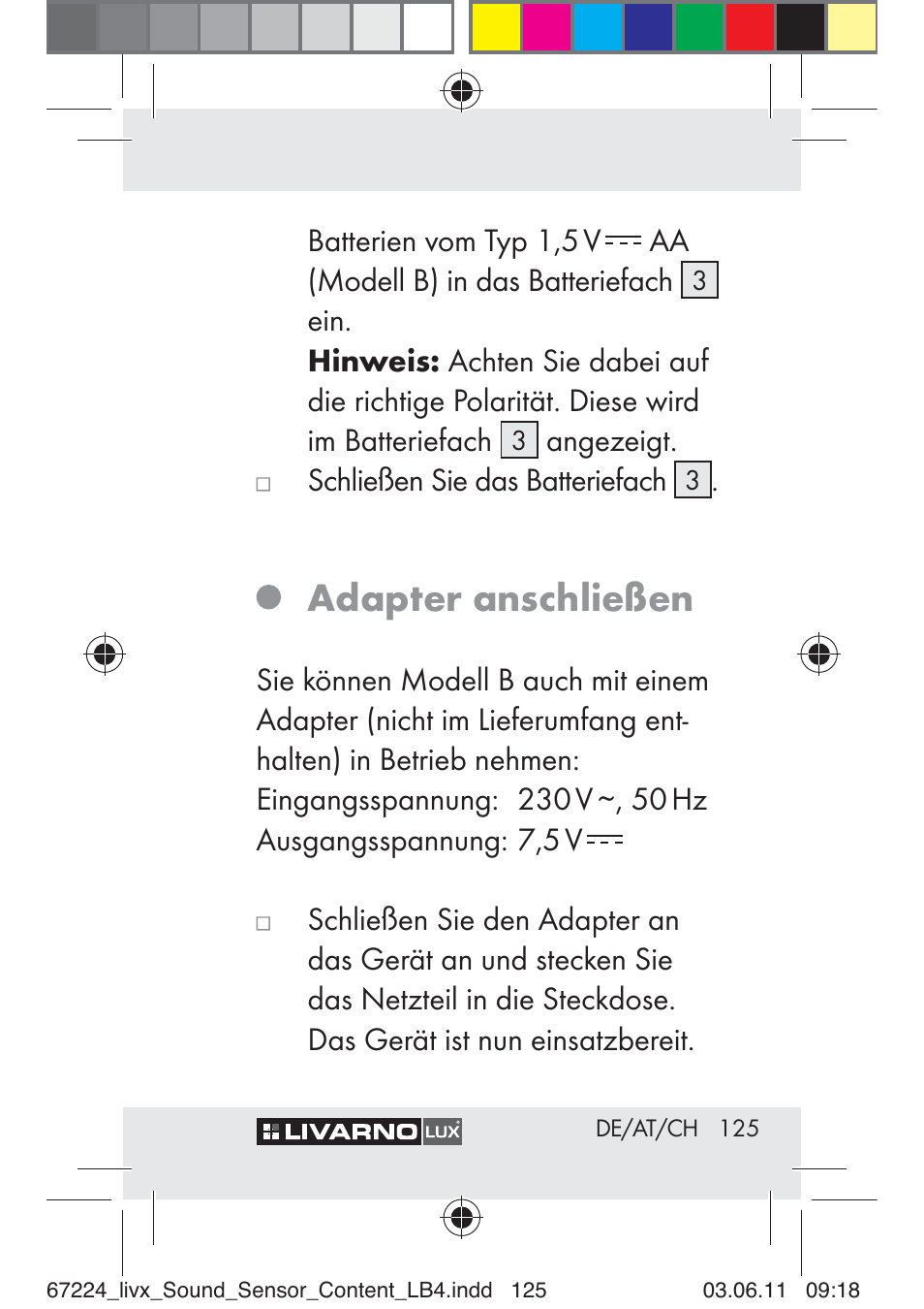 Adapter anschließen | Livarno Z30425 A User Manual | Page 123 / 129