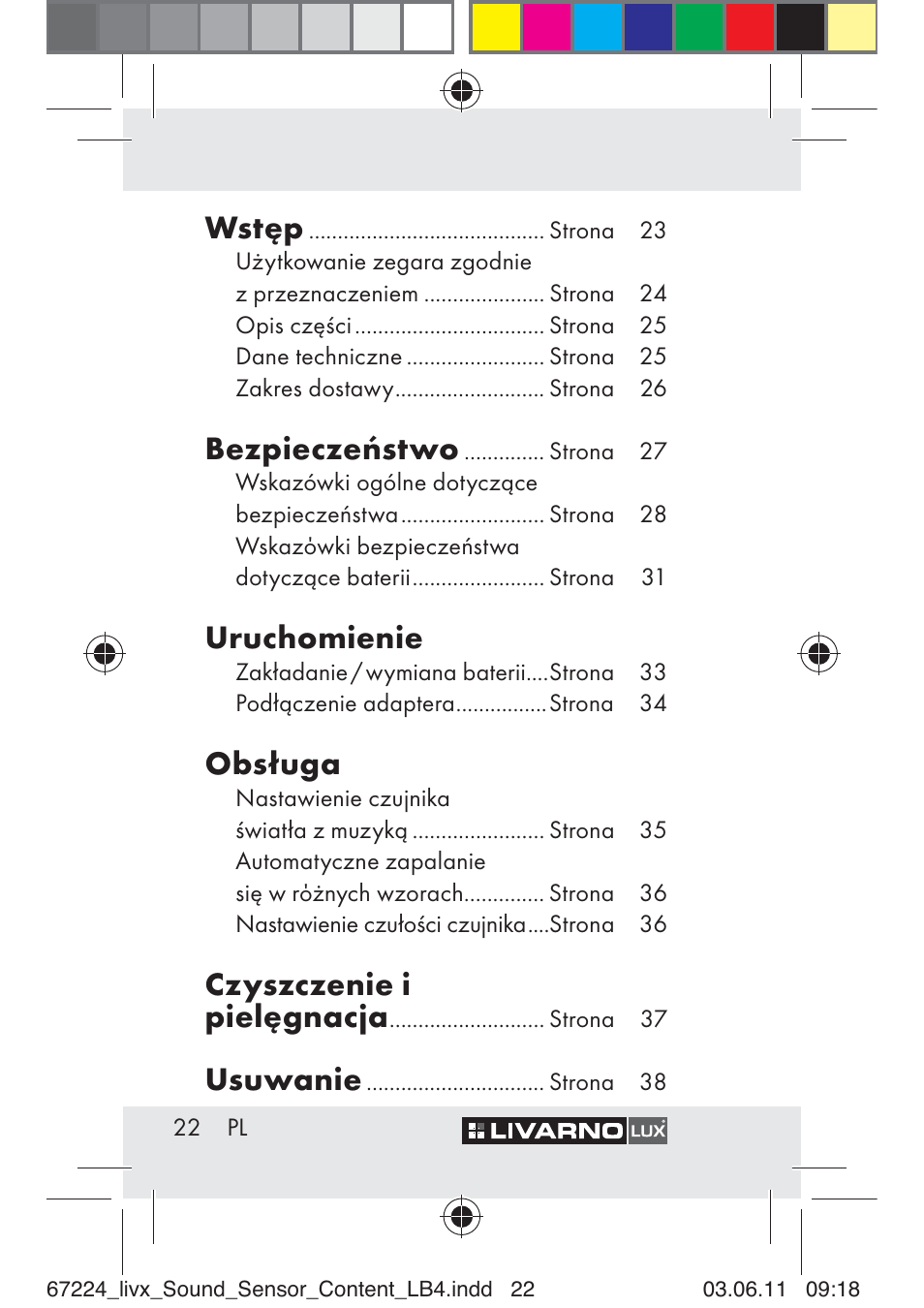 Wstęp, Bezpieczeństwo, Uruchomienie | Obsługa, Czyszczenie i pielęgnacja, Usuwanie | Livarno Z30425 A User Manual | Page 20 / 129