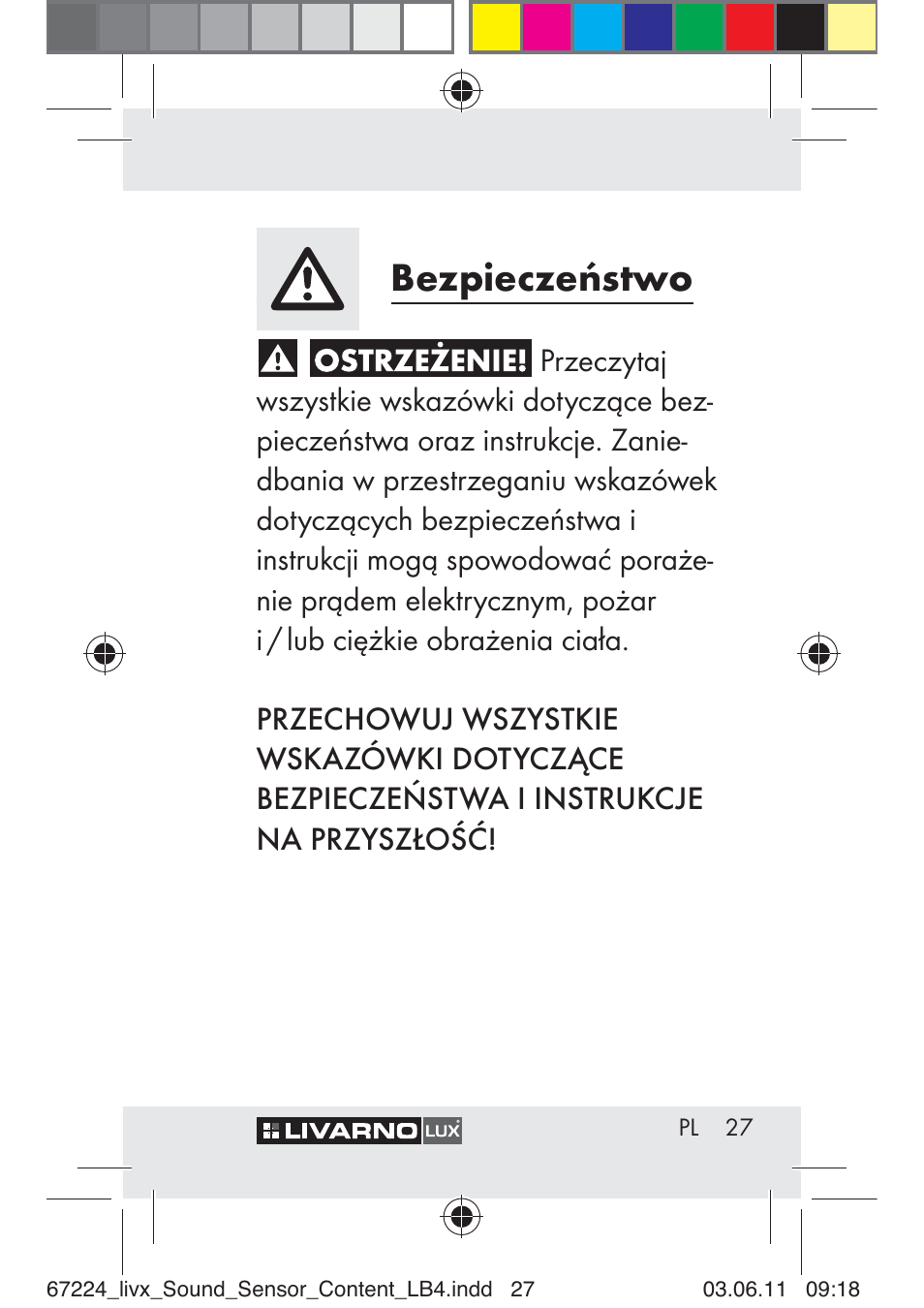 Bezpieczeństwo | Livarno Z30425 A User Manual | Page 25 / 129