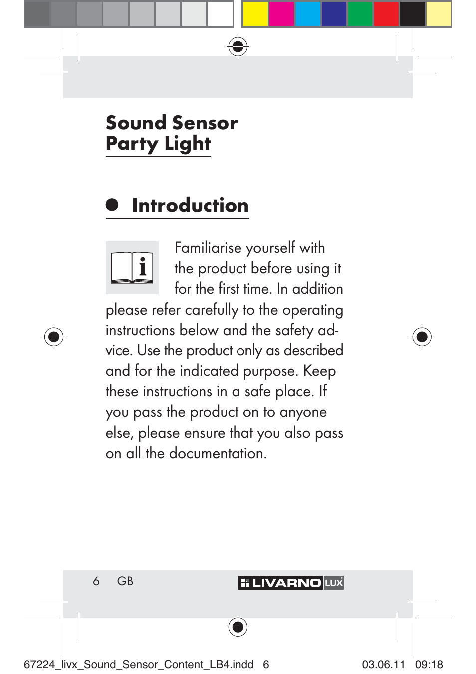 Sound sensor party light introduction | Livarno Z30425 A User Manual | Page 4 / 129