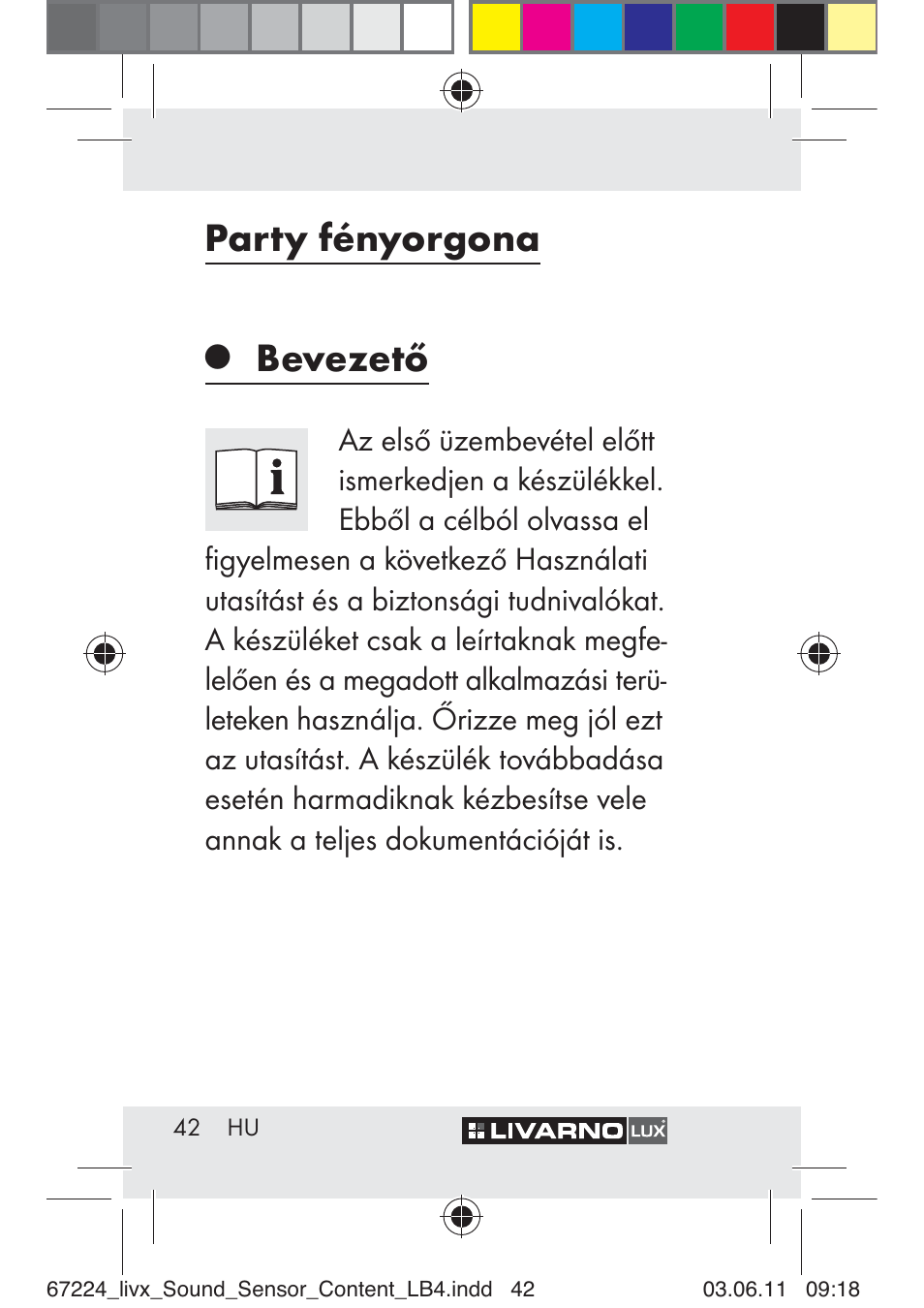 Party fényorgona, Bevezető | Livarno Z30425 A User Manual | Page 40 / 129