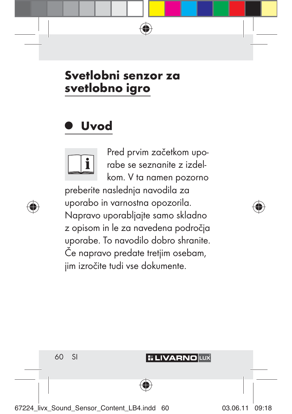 Svetlobni senzor za svetlobno igro, Uvod | Livarno Z30425 A User Manual | Page 58 / 129