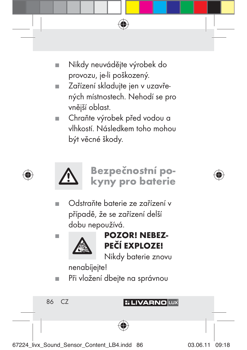 Bezpečnostní po- kyny pro baterie | Livarno Z30425 A User Manual | Page 84 / 129