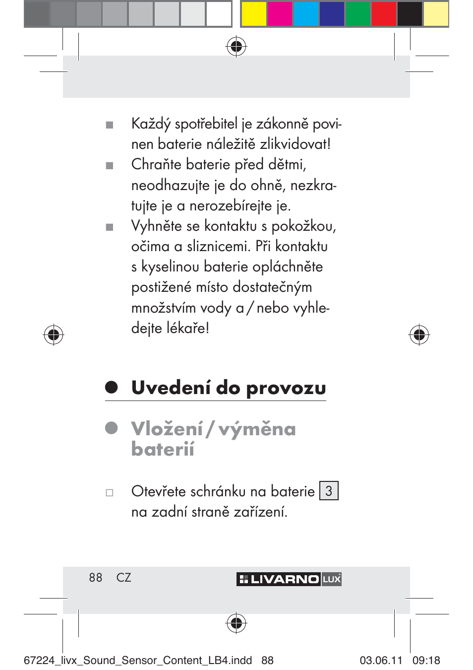Uvedení do provozu, Vložení / výměna baterií | Livarno Z30425 A User Manual | Page 86 / 129