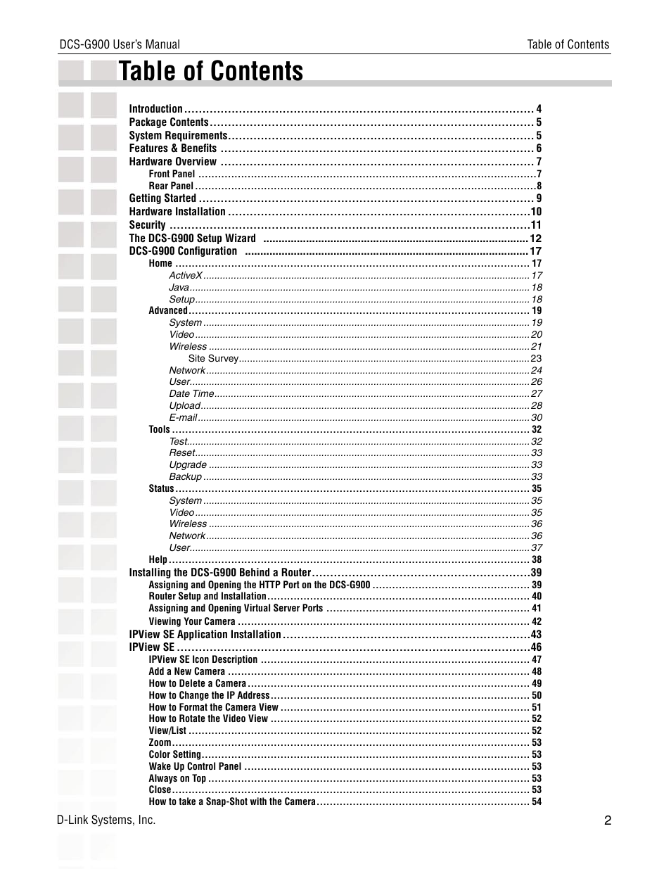 D-Link DCS-G900 User Manual | Page 2 / 78