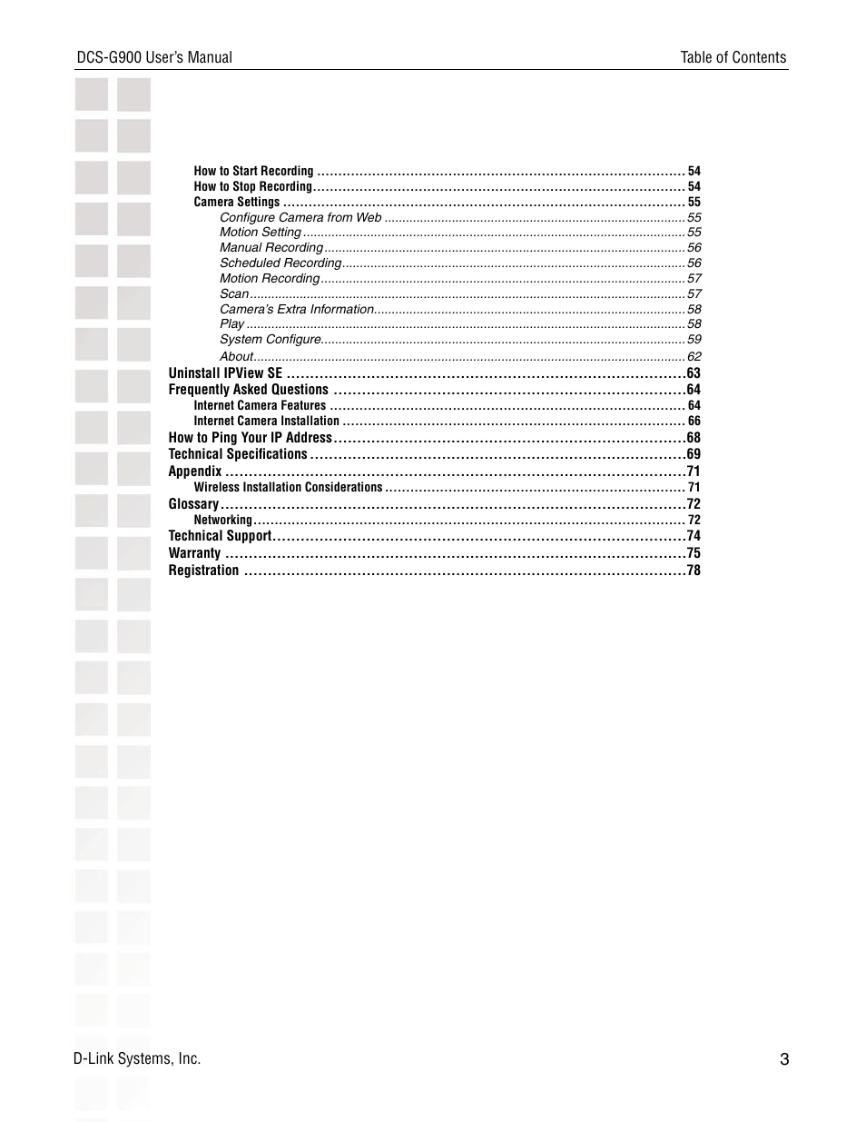 D-Link DCS-G900 User Manual | Page 3 / 78