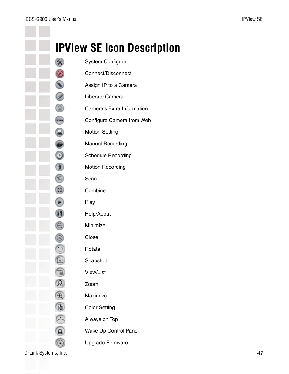 Ipview se icon description | D-Link DCS-G900 User Manual | Page 47 / 78