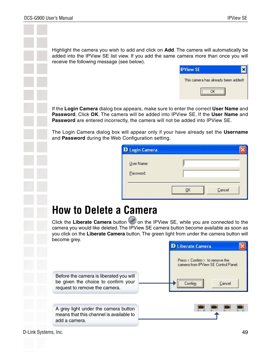How to delete a camera | D-Link DCS-G900 User Manual | Page 49 / 78
