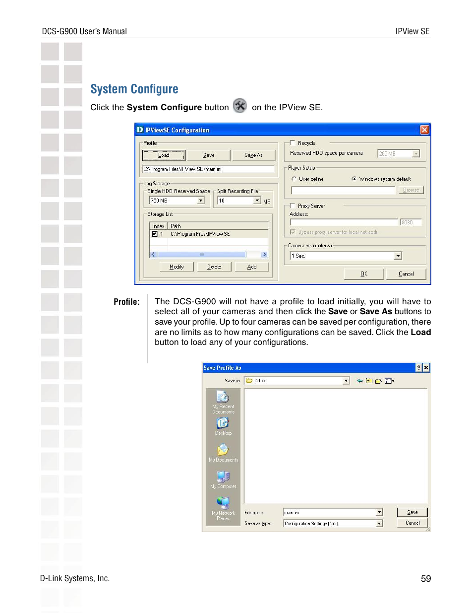 System conﬁgure | D-Link DCS-G900 User Manual | Page 59 / 78