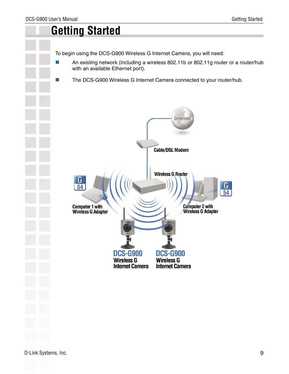 Getting started | D-Link DCS-G900 User Manual | Page 9 / 78