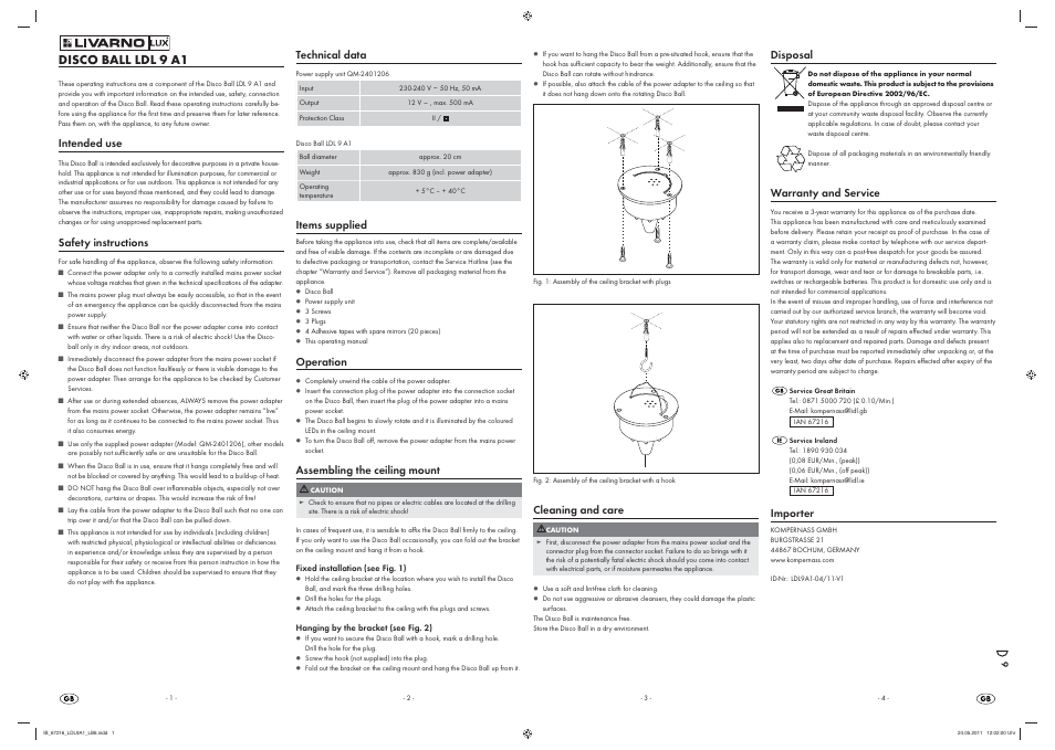 Livarno LDL 9 A1 User Manual | 1 page