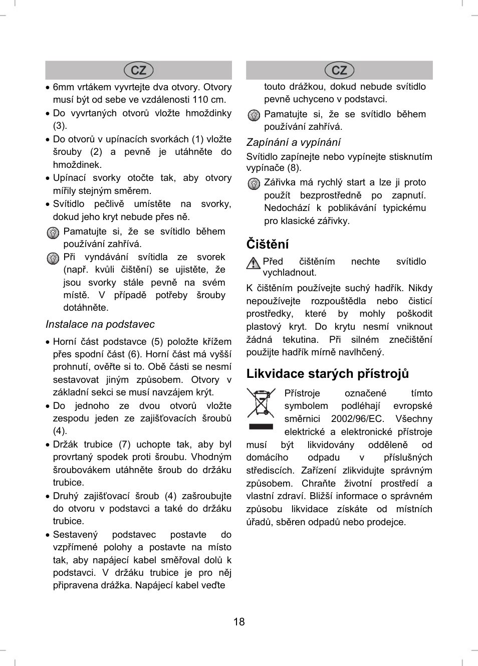 Čištění, Likvidace starých přístrojů | Livarno LLR 58 A1 User Manual | Page 18 / 26