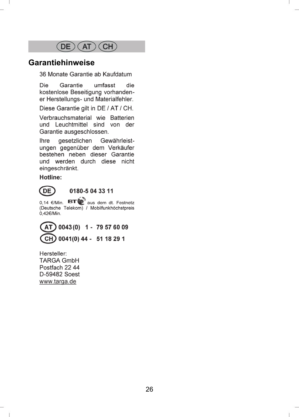 Garantiehinweise | Livarno LLR 58 A1 User Manual | Page 26 / 26