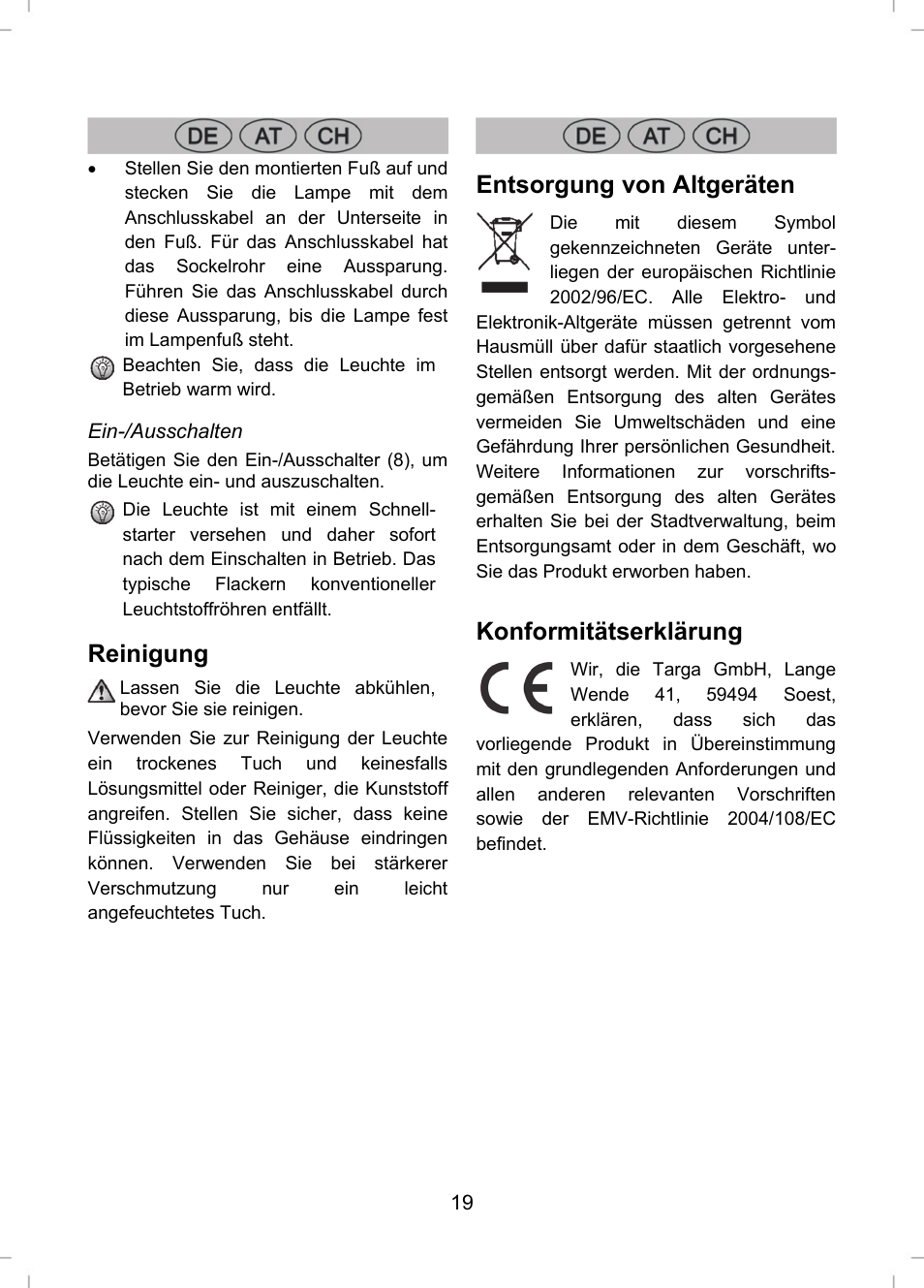 Reinigung, Entsorgung von altgeräten, Konformitätserklärung | Livarno LLR 58 A1 User Manual | Page 19 / 20