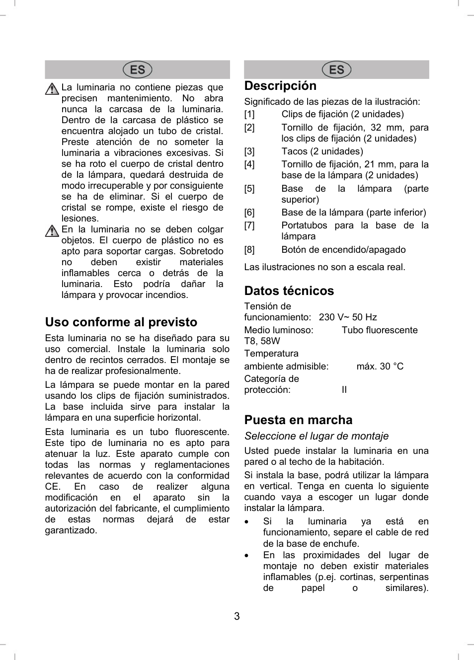 Uso conforme al previsto, Descripción, Datos técnicos | Puesta en marcha | Livarno LLR 58 A1 User Manual | Page 3 / 20