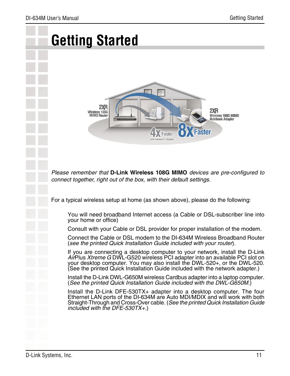Getting started | D-Link DI-634M User Manual | Page 11 / 94