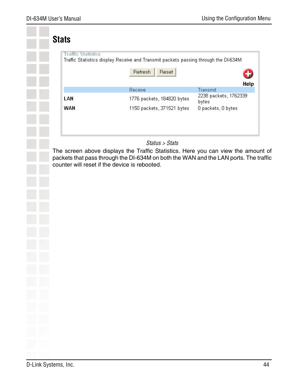 Stats | D-Link DI-634M User Manual | Page 44 / 94